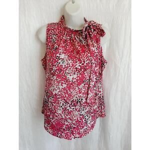 Women's Liz Claiborne Pink Floral Sleeveless stretchy Blouse Size S